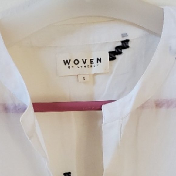Woven by Synergy White Blouse Drop-Shoulders Size Small - Picture 2 of 9